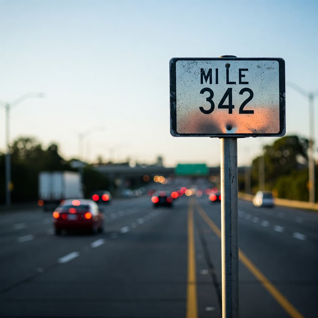 Mile marker on a highway