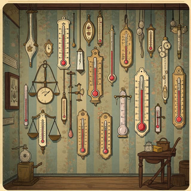 Temperature conversion tools featuring various thermometer scales